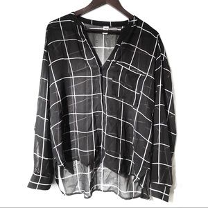 Old Navy sheer black and white long sleeve top
